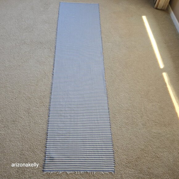 Brooks Brothers Lightweight Cotton Scarf Blue White Stripes - Picture 9 of 9